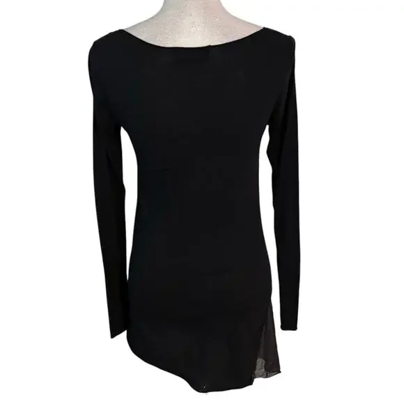 Johnny Was 4 Love And Liberty Size XS Eyelet Lace Top Asymmetrical Hem Black - Picture 2 of 6